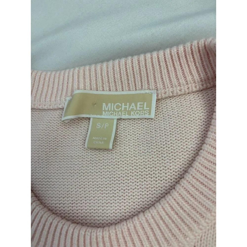 Michael Kors Blush Pink Knit Sweater Cold Shoulder Size S Barbiecore Classy